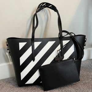 NWT Off-White Diagonal Black Leather Tote